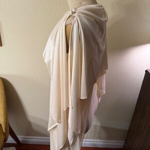 Vintage 70s Style Handmade Cream Draped Open Shoulder Jumpsuit XS/S